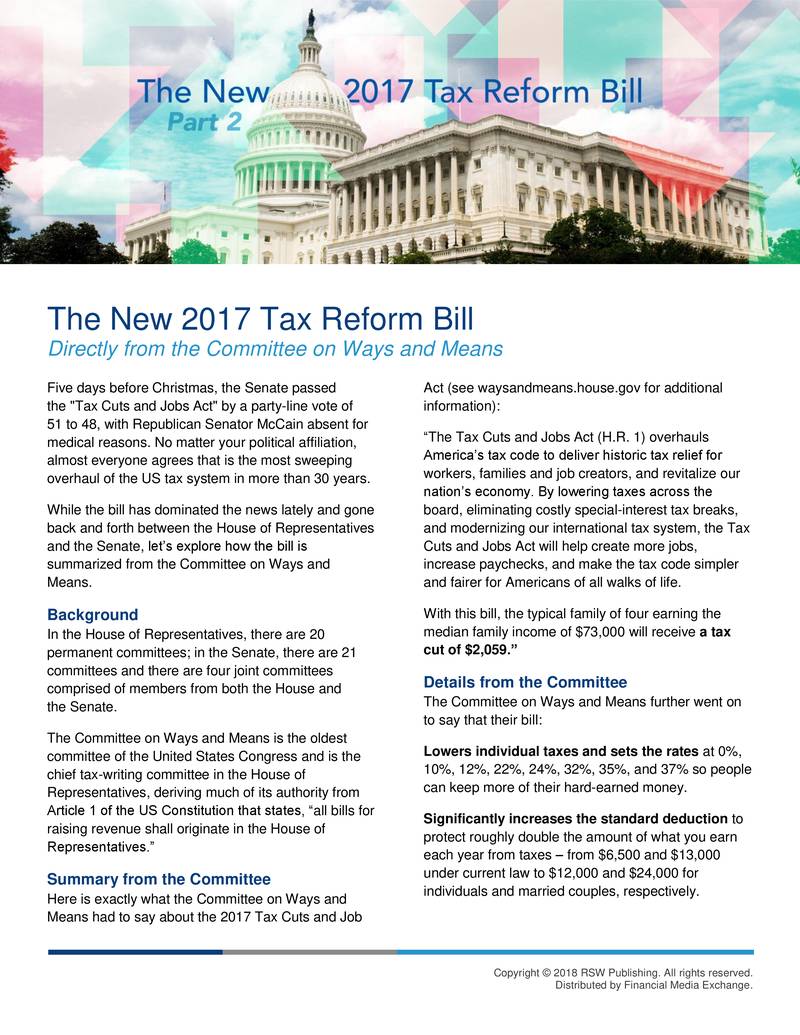 The New 2017 Tax Reform Bill - Part 2 Financial Media Exchange, LLC.